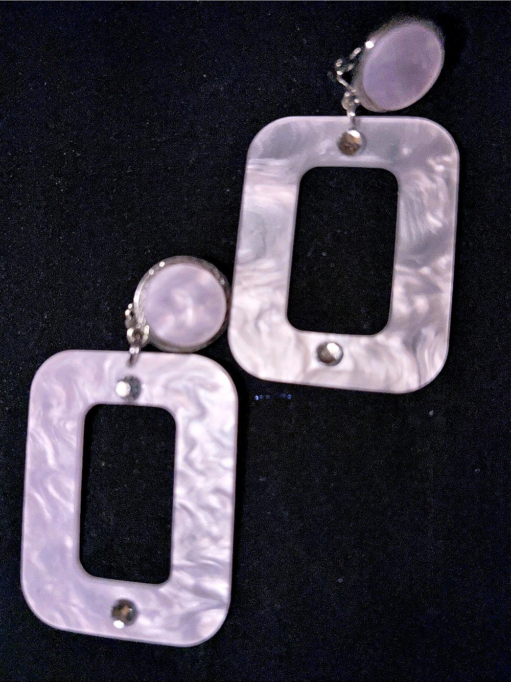Pink Marbled Geometric Drop Earrings